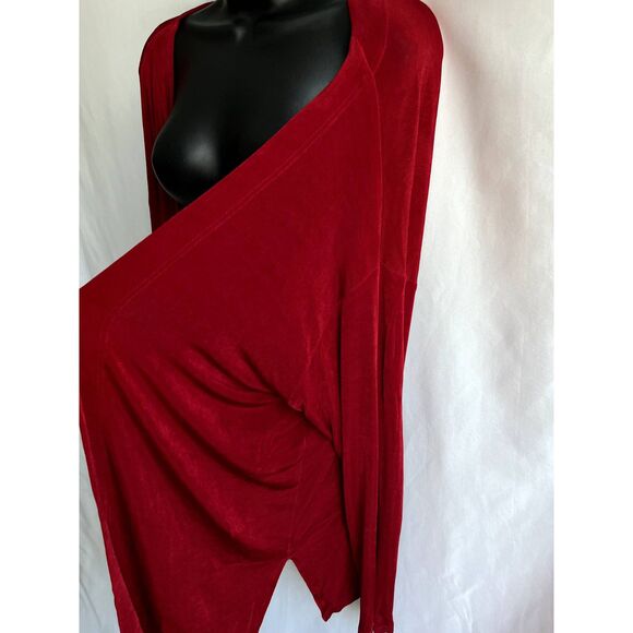 Vintage Touch of Class Clothing Slinky Red Cardigan Plus Size 2X/3X Open Acetate - Picture 2 of 9